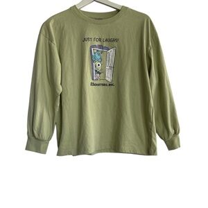 VTG Monsters Inc. Graphic Long Sleeve Sage Green Disney Pixar Skater Size S